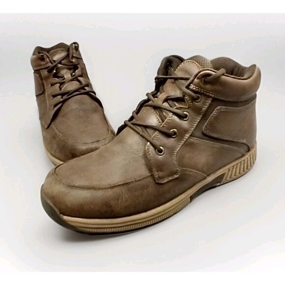 Orthofeet Highline 487 Mens 10 2E Wide Brown Boot Lace-Up Leather Comfort - Picture 1 of 16